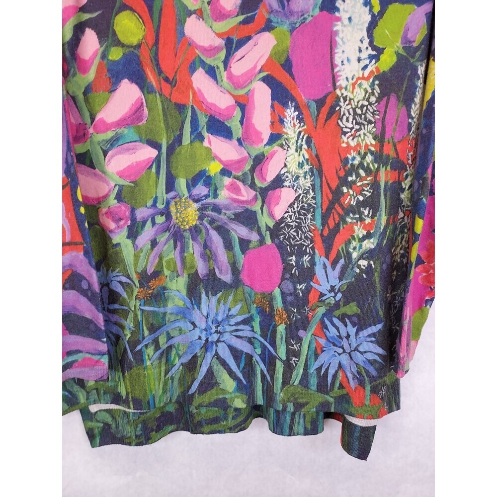 Claire Desjardins Tunic Top Women's M V-Neck Floral Abstract Garden Artsy Boho - Picture 3 of 16